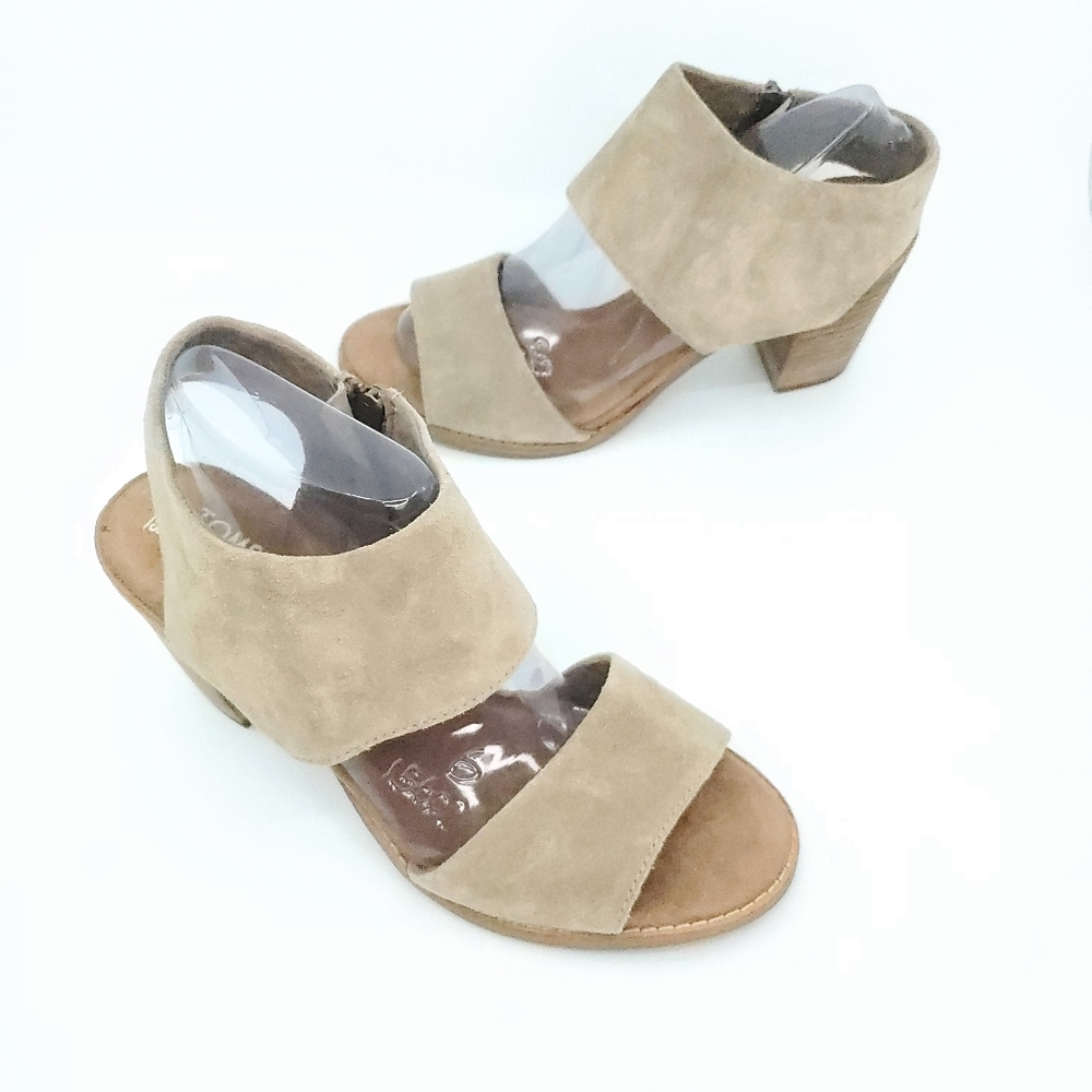 Toms Majorica cut out Taupe open Toed zip up